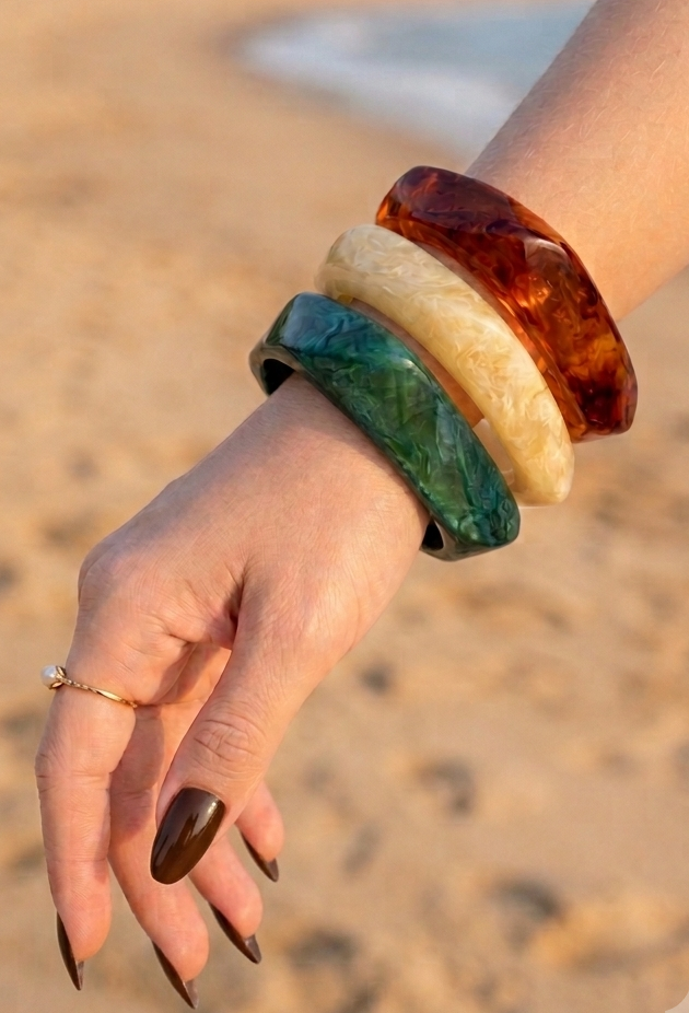 Poolside Chill Editorial Resin Bangle Set